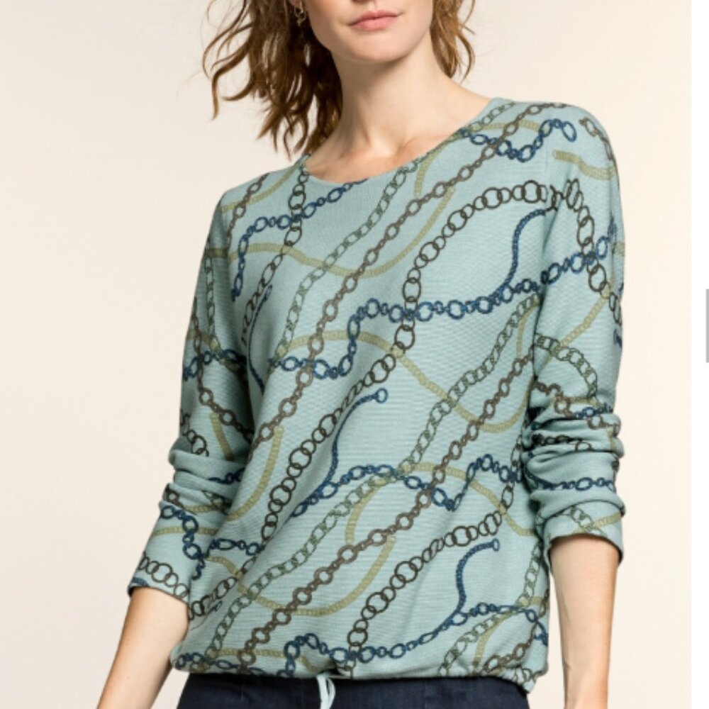 BIANCA long-sleeve jersey with chain detail in sage green Women's 12/M